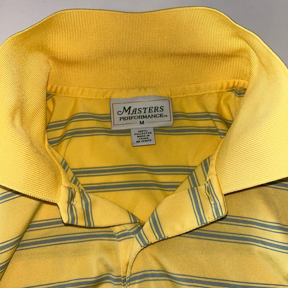 Masters Performance men’s yellow blue stripe short sleeve polo size Medium - Picture 6 of 11